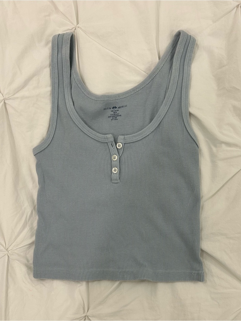 Brandy Melville Light Blue Ribbed Henley Tank